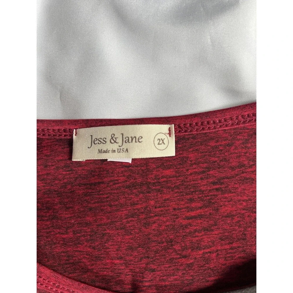 Jess & Jane‎ Shirt Womens 2X Red Black Abstract Print Long Sleeve Top Made USA - Picture 6 of 13